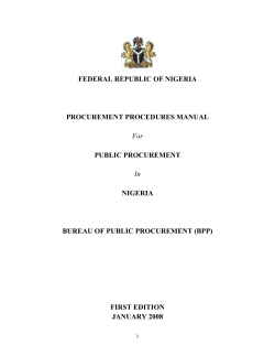 Procurement Procedure Manual - Bureau of Public Procurement