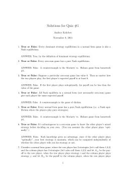 Solutions for Quiz #1