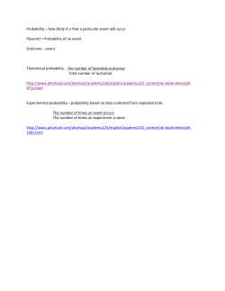 Probability &ndash; how likely it is that a particular event will occur P(event