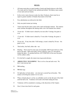 RULES: 1. All teams must play an equal number of male and female