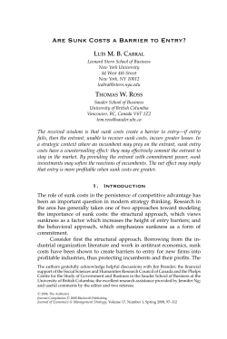 Are Sunk Costs a Barrier to Entry?