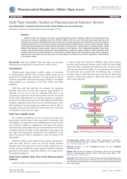 Hold Time Stability Studies in Pharmaceutical Industry: Review