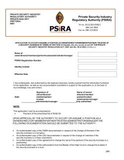 PSiRA-41 APPLICATION TO ASSUME DIRECTORSHIP