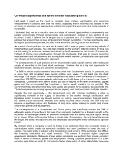 Our missed opportunities and need to consider local participation (II