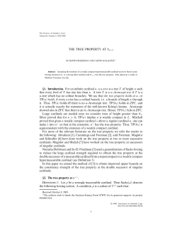 THE TREE PROPERTY AT &alefsym; +2 &sect;1. Introduction. For an infinite