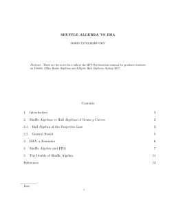 SHUFFLE ALGEBRA VS EHA Contents 1. Introduction 2 2. Shuffle