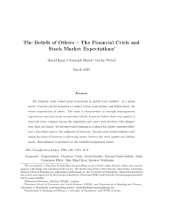 The Beliefs of Others &ndash; The Financial Crisis and Stock Market