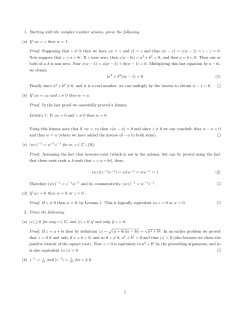 (a) If zw = z then w = 1. Proof. Supposing that z = 0, then we
