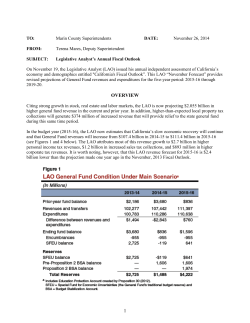 GOVERNOR UNVEILS MAY REVISION TO THE BUDGET