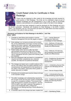 Role Redesign Units - Workforce, Education and Development