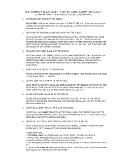 2017 SUMMARY RULES SHEET &ndash; FOR PRE