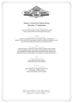 Swans V Crows Pre Game Dinner Saturday 17