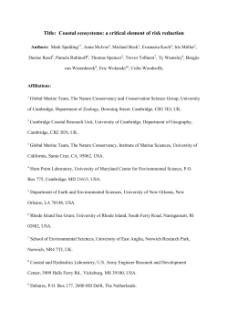 Title: Coastal ecosystems: a critical element of risk reduction