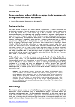 Games and play school children engage in during recess in Suva