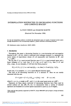 Interpolation restricted to decreasing functions and Lorentz spaces