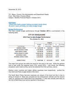 December 20, 2013 TO: Mayor, Council, City Administrator and