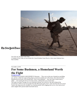 For Some Bushmen, a Homeland Worth the Fight