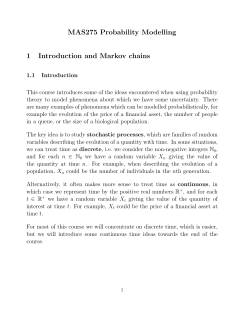 MAS275 Probability Modelling 1 Introduction and