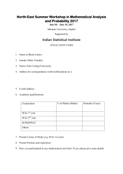 North-East Summer Workshop in Mathematical Analysis and