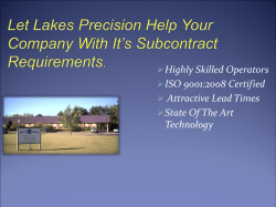 Let Lakes Precision Help Your Company With It`s Subcontract