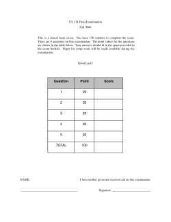 Question Point Score 1 20 2 20 3 20 4 20 5 20 TOTAL 100