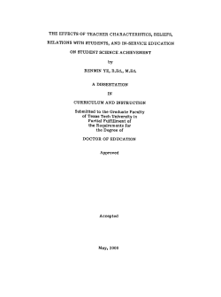 the effects of teacher characteristics, beliefs, relations with students