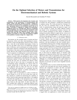 On the Optimal Selection of Motors and Transmissions for