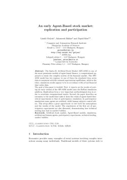 An early Agent-Based stock market: replication and participation