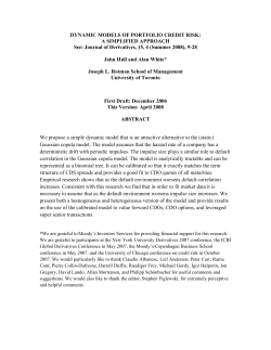 DYNAMIC MODELS OF PORTFOLIO CREDIT RISK
