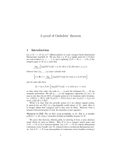 A proof of Oseledets` theorem 1 Introduction Let f: M