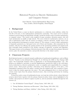 Historical Projects in Discrete Mathematics and Computer Science