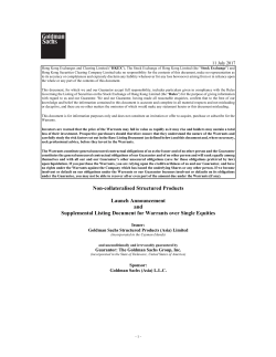 Launch Announcement and Supplemental Listing
