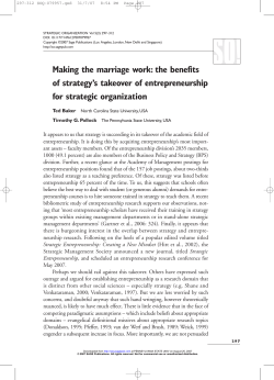 Making the marriage work: the benefits of strategy`s takeover of