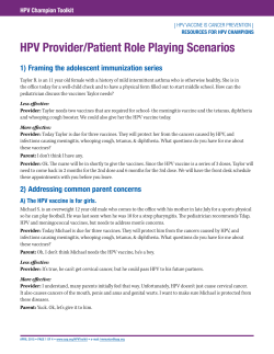 HPV Provider/Patient Role Playing Scenarios