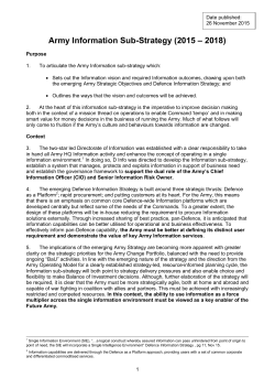 Army Information Sub-Strategy (2015 &ndash; 2018)