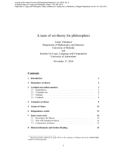A taste of set theory for philosophers