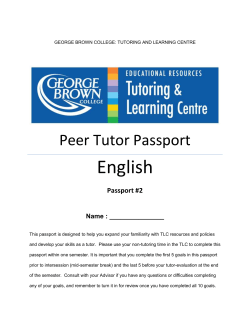 Peer Tutor Passport - George Brown College