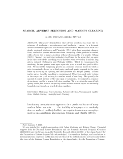 SEARCH, ADVERSE SELECTION AND MARKET CLEARING