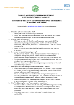 CHECK LIST: QUESTIONS TO CONSIDER WHEN SETTING UP A