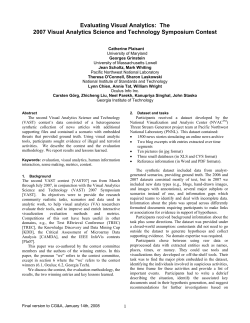 Evaluating Visual Analytics: The 2007 Visual Analytics