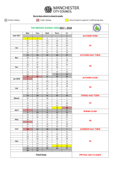 School Calendar 2017-2018