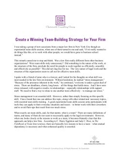 Create a Winning Team-Building Strategy for Your Firm