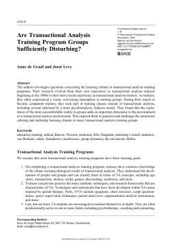 Are Transactional Analysis Training Program Groups Sufficiently