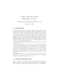 Course: Theorem Proving Elementary set theory