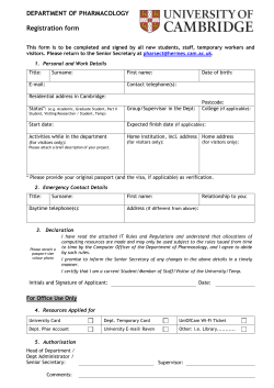 personal details form - Department of Pharmacology