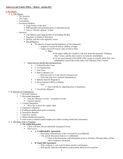 Takeovers and Tender Offers – Mahon – Spring 2011