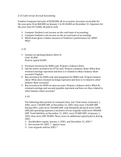 2-32 Cash versus Accrual Accounting Yankton Company had sales