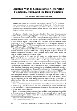 Another Way to Sum a Series: Generating Functions, Euler, and the