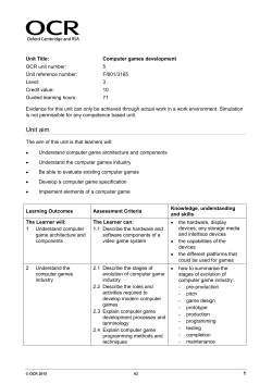Unit 5 Computer games development