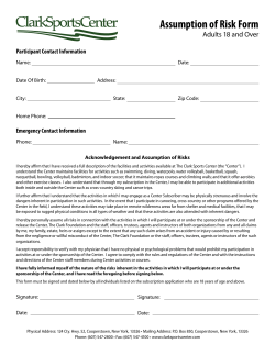 Assumption of Risk Form - The Clark Sports Center